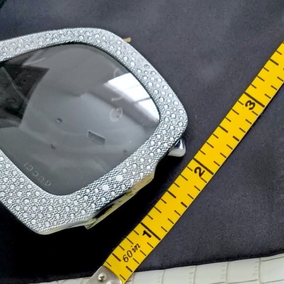 💋 Gucci Grey Rhinestone Crystal Oversize Square Sunglasses *NEW - Picture 7 of 13